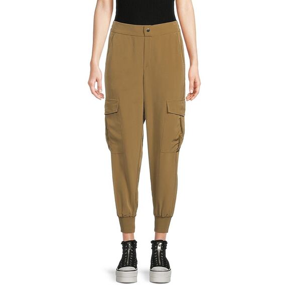 NWT Area Stars Olive Green High-waist Pockets Silky Cargo Jogger Pants Size S - Picture 1 of 9